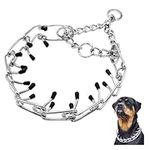 Metal Choke Chain for Dog,GWAWG Durable Thick Prong Collars for Pet Outdoor Training,Anti Bark Collars for Dogs,Small Medium Large Puppy Adjustable Silver Necklace,Personalised Dogs Collars (L)