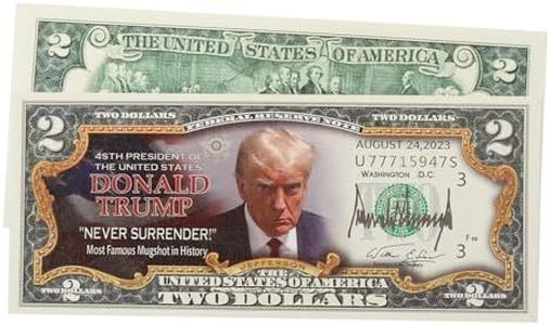 Trump 2 Dollar Bill Donald Trump Never Surrender Colorized Mugshot 2 Dollar Bill Uncirculated Commemorative Coin
