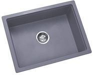 SHISHA Quartz Kitchen Sink, 21 x 18 Inch, Big Bowl, Metallic Grey