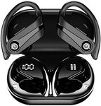 Wireless Earbuds 72H Headphones with Mic Over Ear Bluetooth 5.3 USB-C Fast Charge, Button Control, IPX7 Waterproof Earphones with Hooks for Sports Commute Workout for iPhone Android