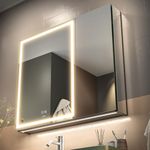 GANPE LED Lighted Bathroom Medicine Mirror Cabinet with Sockets & USBs, Anti-Fog Dimmable Light and Color Adjustment, Antirust and Easy to Install Aluminum Cabinet