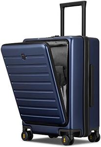 LEVEL8 Bagage Cabine avec Poche Avant pour Ordinateur Portable, Bagage à Main Trolley Rigide Valise Cabine avec 4 roulettes Doubles Pivotantes et Serrure TSA, 55CM, 35L, Bleu