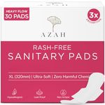 Azah Rash-Free Sanitary Pads for Women Leak Proof (30 XL Pads) | Cottony Soft and Dry Top Cover | Medium to Heavy Flow | Extra Long, Super Absorbent, Toxin Free, Locks Odour