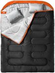 MEREZA Sleeping Bags XL for Mens Double Sleeping bag Adult Wide Sleeping Bag for Camping Big and Tall Sleeping Bags Large 2 Person Sleeping bag King Size Warm Cold Weather (BLACK & ORANGE)