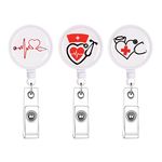 Vicloon Retractable Badge Holder, 3pcs Badge Reel Clips, Retractable Keyring Badge Holder Clip Cute Nursing Badge Reels for Office Teachers Nurse Student ID Card Key Badge Holder