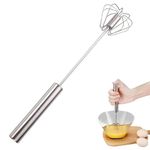 Stainless Steel Semi-Automatic Whisk, 2024 New Stainless Steel Egg Whisk Hand Push Rotary Whisk Blender, Hand Push Mixer Stirrer Tool for Cooking Kitchen Home Egg Milk (12in)