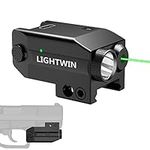 LIGHTWIN Green Laser Light Combo 350 Lumens Tactical Flashlight with Type-C Rechargeable for Pistols Handguns, Laser Sights Pistol Light, Fit Picatinny Rail