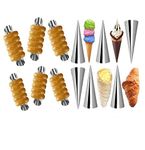 Magnusdeal 12 Pcs DIY Non-Stick Stainless Steel Baking Cones & Tubes Set. Spiral Horn Pastry Cream Roll Tubes/Cake Cone Mold/Cannoli Forms/Ice Cream Roll/Funnel Shape/Kitchen/Party