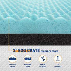 3-Inch Memory Foam Mattress Topper – Double Size Bed