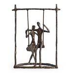 Danya B. Contemporary Metal Art Shelf Décor - Cast Bronze Sculpture - Couple on a Swing for Home and Office Decor, Makes Great Anniversary, Wedding and Valentine's Day Gift