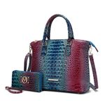 MKF Collection Tote Bag for Women & Wristlet Wallet Purse Set, Vegan Leather Top-Handle Shoulder Handbag by Mia k, Rb Blue Fuchsia, Large