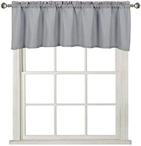 Home Queen Waffle Bathroom Window Curtain Valance, Short Straight Kitchen Window Topper, 60 x 16 Inch, Solid Grey