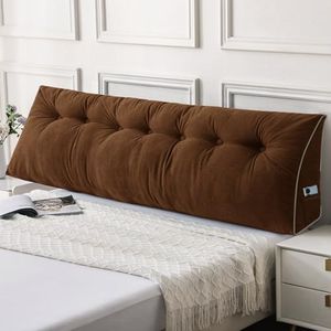 Sasttie Headboard Pillow King, Wedge Pillow Headboard for Sitting Up in Bed, Back-Rest Support Triangular Cushion for Reading - Features Removable Washable Cover, Brown