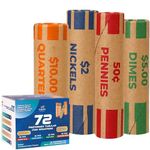 Budgetizer 72 Premium Assorted Preformed Coin Wrappers for All Coins– ABA Standard Coin Rolls Wrappers for Quarters, Pennies, Nickels and Dimes (72 Pcs)