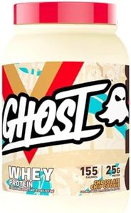 GHOST WHEY Protein Chocolate Chip Cookie - 2lb, 25g of Protein - Whey Protein Blend - ­Post Workout Fitness & Nutrition Shakes, Smoothies, Baking & Cooking - Cookie Pieces Inside