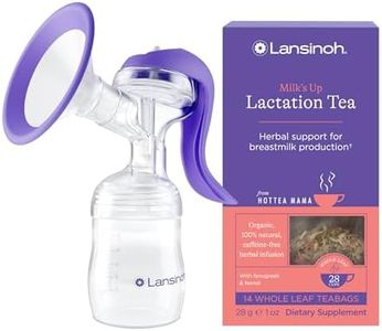 Lansinoh Tea for Two Breastfeeding Bundle, Includes a Manual Breast Pump with 5oz Baby Bottle and 14 Bags of HotTea Mama Milk's Up, Lactation Support Tea, Postpartum Essentials for New Moms