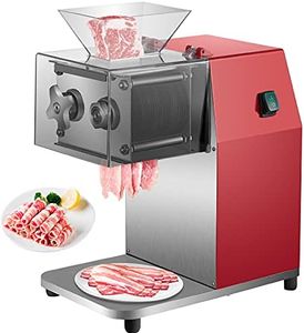 VEVOR Cortadora de Carne Comercial 250 kg/H 850 W Cortadora de Carne Eléctrica de Acero Inoxidable Grosor 7 mm Máquina Cortadora de Carne y Verduras Rojo para Restaurantes Carnicerías Supermercados