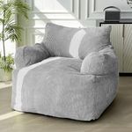 MAXYOYO Giant Bean Bag Chair, Stuffed Bean Bag Couch with Filler Large Living Room Bean Bag Chair for Adults, Big Lazy Sofa Accent Chair with Pocket Floor Chair for Gaming, Reading, Grey