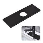 UFURMATE Faucet Plate, Black Stainless Steel Hole Cover Deck Plate Kitchen Faucet Single Hole Cover Plate Rectangle Sink Faucet Cover Escutcheon for Bathroom Kitchen (25.2 * 6 CM)