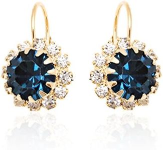 Barzel 18K Gold Plated Crystal Flower Earrings for Women (Blue)