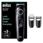 Braun Beard Trimmer Series 3 3410, Electric Beard Trimmer for Men, Incl. Ultra-Sharp Blade, 40 Length Settings, Styling Tools, Rechargeable 50-min Cordless Runtime & Washable