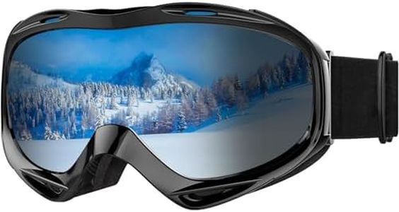 LOVJOYSE Ski Goggles, OTG Ski Goggles, Over Glasses Ski/Snowboard Goggles for Men, Women & Youth, 100% UV Protection (Black)
