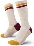 Outway Everyday Merino Wool Crew Socks, Moisture-Wicking Athletic Calf Socks with Arch Support Merino Wool Socks for Women and Men, Size S/M - Sand