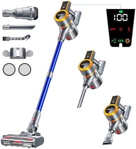 AOLOKO Cordless Vacuum Cleaner, 550W/45KPA 60Mins Runtime Vacuum Cleaners for Home with LED Display,Self-Standing Anti-Tangle Stick Vacuum Cleaner,1.5L Dust Cup Vacuum for Pet Hair/Carpet/Hard Floors