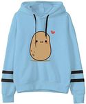 Fronage Teen Girls Potato Hooded Sweatshirt Womens Long Sleeve Cute Hoodies Pullover Tops (Medium, Blue)