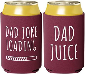 Funny, Collapsible Neoprene Beer Holder, 2 Pc. Novelty Beverage Sleeves for Cans with Gag Quotes - Dad Juice, Dad Joke Loading. Insulated Drink Cooler Gifts for 12Oz Alcohol, Beers, Wines, Sodas, IPAs