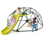 HONEY JOY Climbing Dome with Slide, 8FT Jungle Gym Monkey Bar for Backyard, Outdoor Climbing Toys for Toddlers Playground Equipment, Geometric Dome Climber for Kids Age 3-8, Gift for Boys Girls, Green