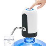 Aelaiy Water Dispenser for 5 Gallon Bottle, Portability Electric Water Pump with USB Data Cable,White Automatic Drinking Water Bottle Pump for Travel, Kitchen, Home, Office