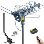 pingbingding Outdoor TV Antenna Digital Antenna 150 Mile Motorized 360 Degree Rotation Support 2 TVs - Mounting Pole & 40FT RG6 Coax Cable - Wireless Remote Control - UHF/VHF - Snap-On Installation