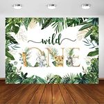 Avezano Safari 1st Birthday Background Wild One Forest Jungle Photo Booth Backdrops Elephant Baby Animals Photography Banner Cake Table Decorations Photobooth Props (7ft x 5ft)