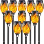 10 Pack Solar Lights Outdoor, Mini Solar Torch Lights with Flickering Flame for Garden Decor, Waterproof Solar Powered Outdoor Lights Solar Flame Torches for Pathway Patio Yard Porch Outside Decor