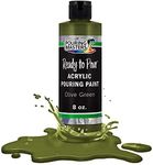 POURING MASTERS Olive Green Acrylic Ready to Pour Pouring Paint - Premium 8-Ounce Pre-Mixed Water-Based - for Canvas, Wood, Paper, Crafts, Tile, Rocks and More