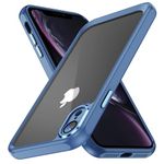 AIOVETEAB Clear Case for iPhone XR, [Full Camera Lens Protection] Heavy Duty Hard PC Back Shockproof Protective Case, Luxury Plating Edge Slim Soft TPU Cover, Blue