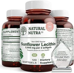 Natural Nutra Sunflower Lecithin 2000 mg, Phosphatidyl Choline, Brain Health, Reduce Clogged Ducts, Improve Liver Function, Memory Booster, Non-GMO, Gluten Free Supplement, 120 Softgels