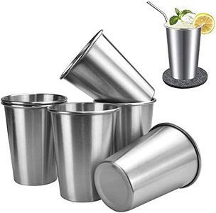 DIKEBAO 6 Pcs 350ML Vaso de Cerveza de Acero Inoxidable, Taza para Varias Bebidas como Vino, Café, Bebidas Frias para Casa/Camping/Viaje/Bar, Apilables y Fácil de Lavar 10*8cm