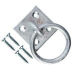 TERF® Heavy Duty Galvanised Security Ring on Plate Hooks 50mm (2 inch) Pad Eye Plate with Hole Ceiling Hook Wall Mount Hook with Screws for Wall Ceiling Hanging and Multi Purpose Use - Pack of 1