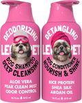 Dog Shampoo and Conditioner Set Deodorizing Deep Cleansing Shampoo with Aloe Vera + Detangling Conditioner with Rice Protein Shea Butter & Argan Oil Hypoallergenic Sulfate Free pH Balanced 2×16 fl oz