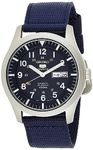 SEIKO Men's Analogue Automatic Watch with Textile Strap SNZG11K1, Blue/Blue, 42 mm, Casual Sport
