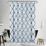 GlowSol Elegant Fabric Shower Curtain, Moroccan Geometric Quatrefoil Pattern Bathroom Curtains, Teal Shower Curtain, 72"×84", Polyester Bathroom Curtain