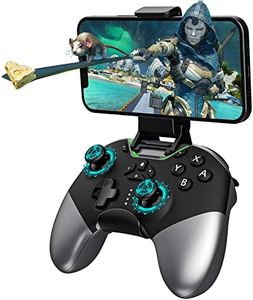 Bluetooth Controller for Switch/PC/iPhone/Android/Apple Arcade MFi Games/TV/Steam, Pro Wireless Game Controller with Phone Clip with Newly Launched Lock Joystick Speed Function/6-Axis Gyro/Dual Motor