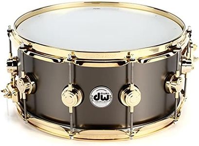 DW Collector's Series Metal Snare Drum 6.5 x 14-inch - Satin Black Over Brass - Gold Hardware