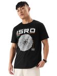 The Souled Store Official ISRO: Lunar Mission Mens Regular fit Half Sleeve Graphic Printed Cotton Black Color T-Shirts