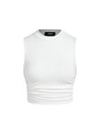 CIDER Womens Summer Tops Crop Tops for Women Womens Tank Tops Mimi Cuttrell Solid Sleeveless Ruched Crop Top, White, X-Large