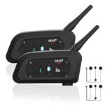 EJEAS Motorcycle Helmet Bluetooth Headset V6 Pro, 2-Way 1200M Motorbike Helmet Intercom Communication System for Ski/ATV/Dirt Motorbike/Off Road for Full-face Helmet Flip-up Helmets(2 Pack)