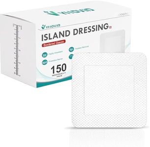 150 Count Island Dressing Bordered Gauze 4" x 4", Gauze Pads Individually Wrapped, Non-Stick Pad in Center with Adhesive Border, Bandages for Wounds, First Aid