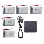 ZYGY 5PCS 3.7V 600mah Lipo-Battery with 5 in 1 Charger for MJX X708 X708W X709 UDI U45 U45W U42 U42W SYMA X5C X5SW X5SC S5 S5C S5W E32HW SS40 FQ36 T32 T5W H42 CW4 RC Quadcopter Drone battery